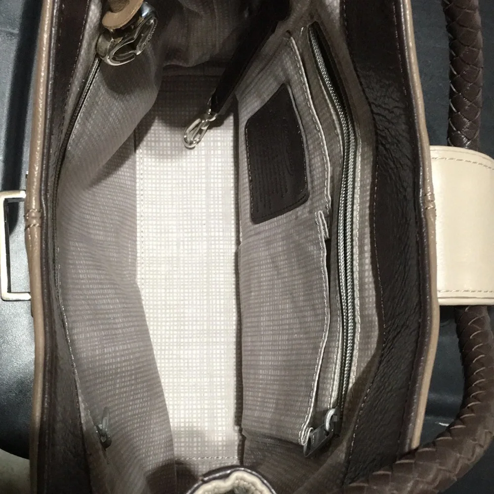 BRIGHTON | Leather Shoulder Bag With Leopard Print Calf Hair Detail